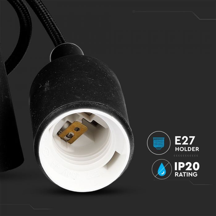 LED E27 PENDANT LAMP HOLDER 1M BLACK