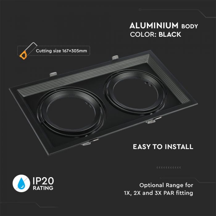 LED 2 X AR111 FITTING BLACK