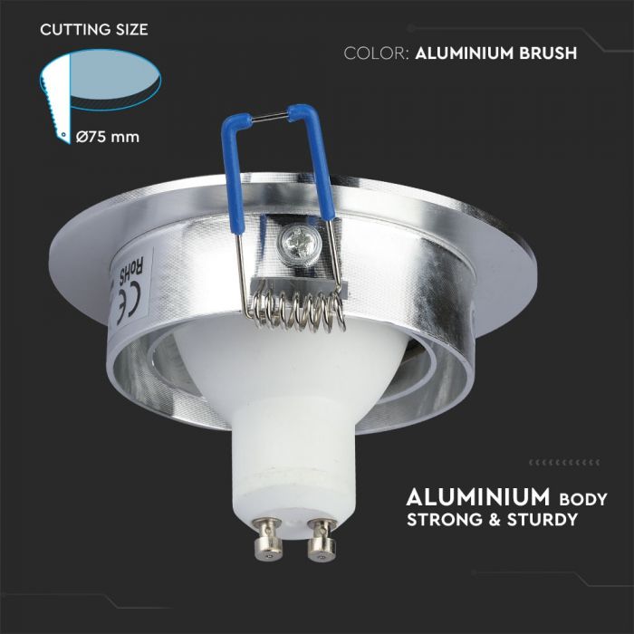 LED BRACKET 1XGU10 ROUND Movable Aluminium Brash 91 (75)