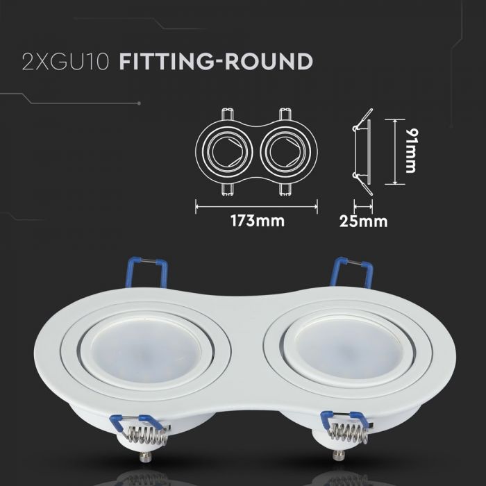 2 x GU10 Housing Round White