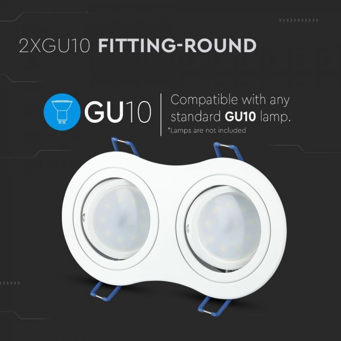 2 x GU10 Housing Round White