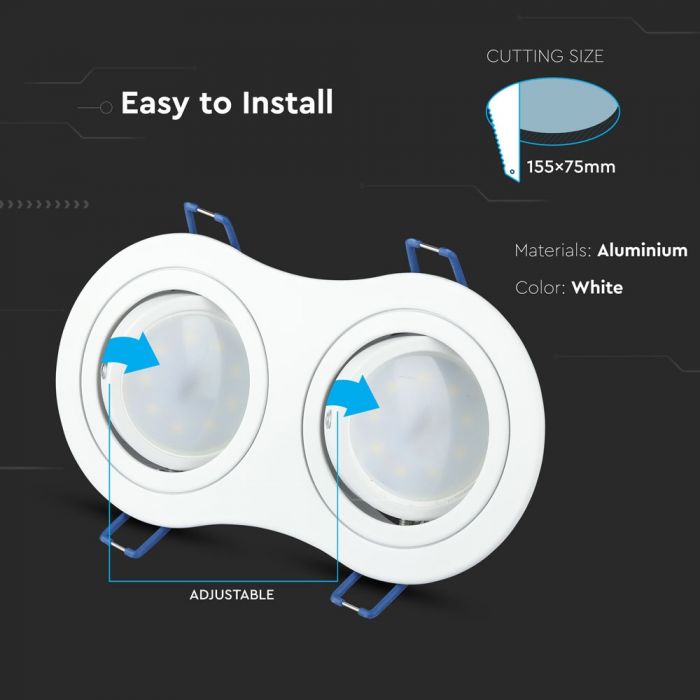 2 x GU10 Housing Round White
