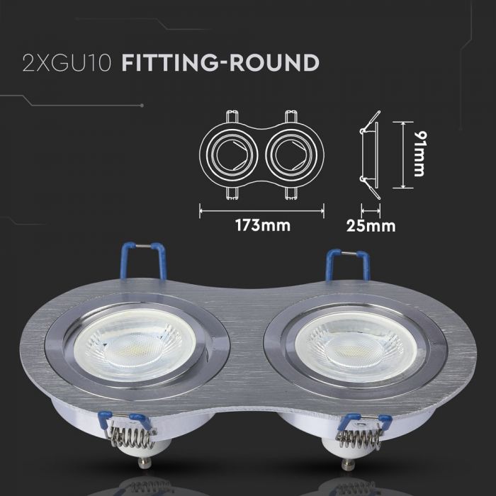 LED BRACKET 2XGU10 ROUND Movable Aluminium Brash 173X91 (155X75)