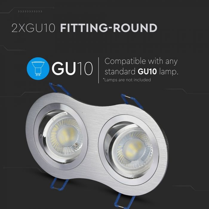 LED BRACKET 2XGU10 ROUND Movable Aluminium Brash 173X91 (155X75)