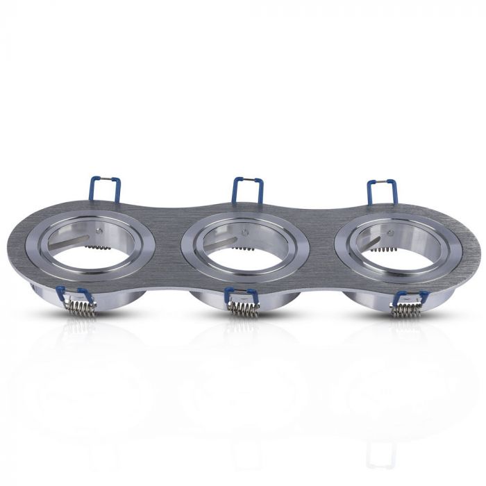 3 x GU10 Housing Round Aluminium Brush