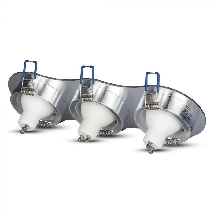3 x GU10 Housing Round Aluminium Brush