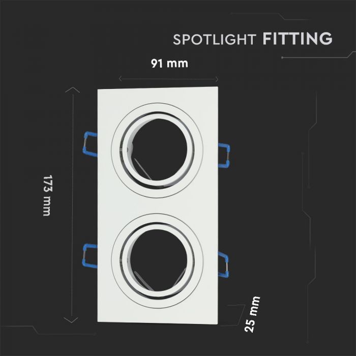 LED BRACKET TWIN 2XGU10 SQUARE Movable WHITE 173X91 (155X75)