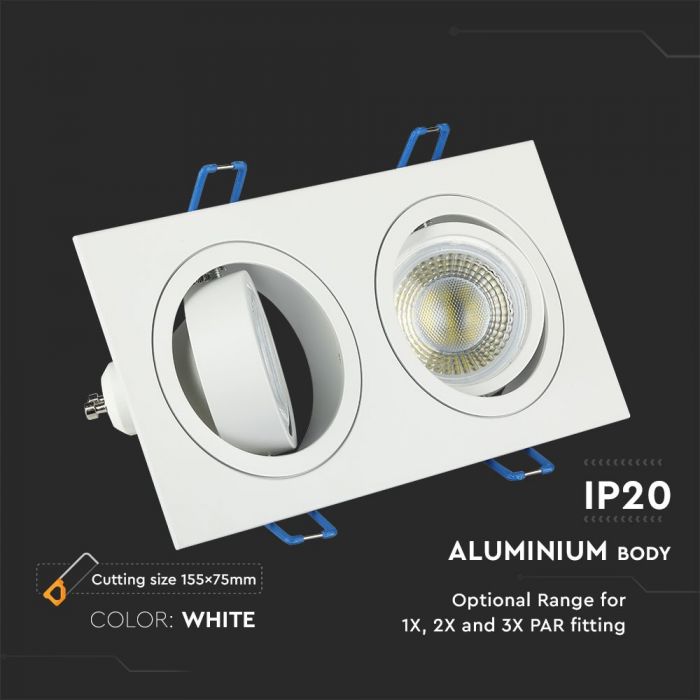 LED BRACKET TWIN 2XGU10 SQUARE Movable WHITE 173X91 (155X75)