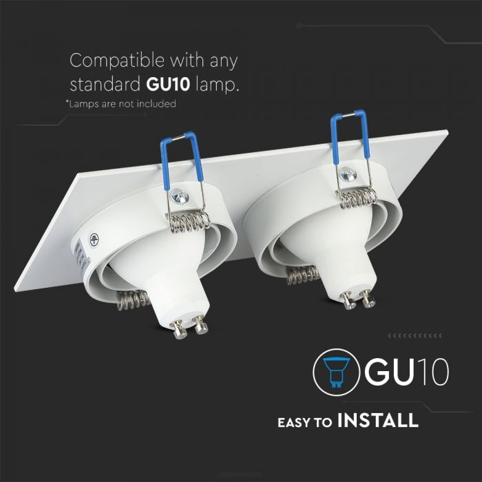 LED BRACKET TWIN 2XGU10 SQUARE Movable WHITE 173X91 (155X75)
