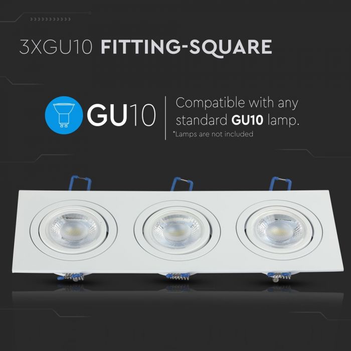 LED BRACKET 3XGU10 SQUARE Movable WHITE 255X91 (235X75)