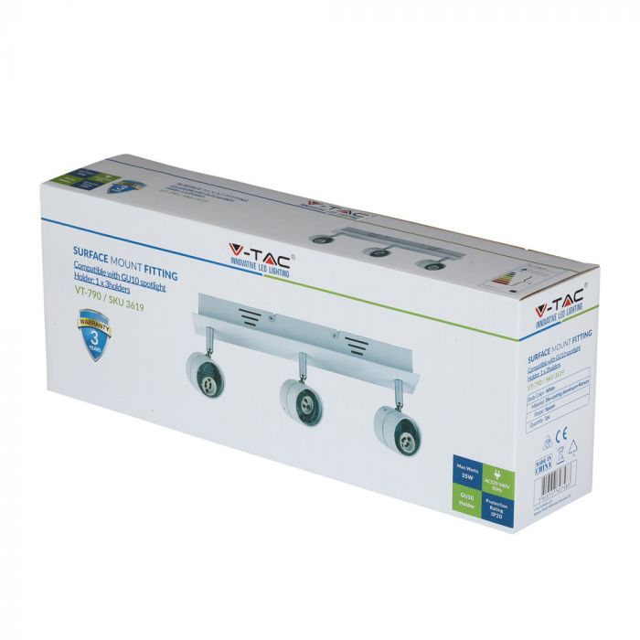 LED TRACK FITTING 3XGU10 WHITE