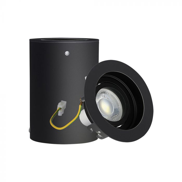 GU10 Fitting Surface Round Black