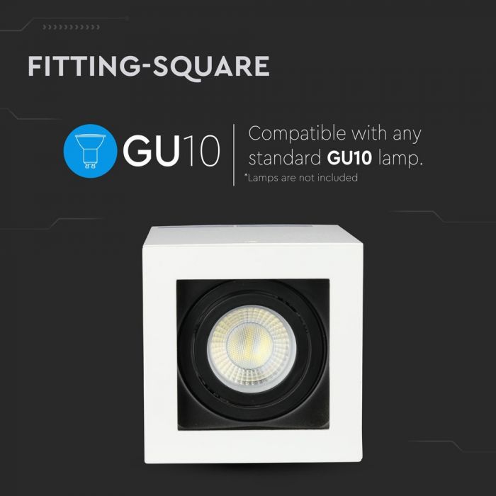 LED SURFACE MOUNTED GU10 FITTING SQUARE WHITE 142X100X100