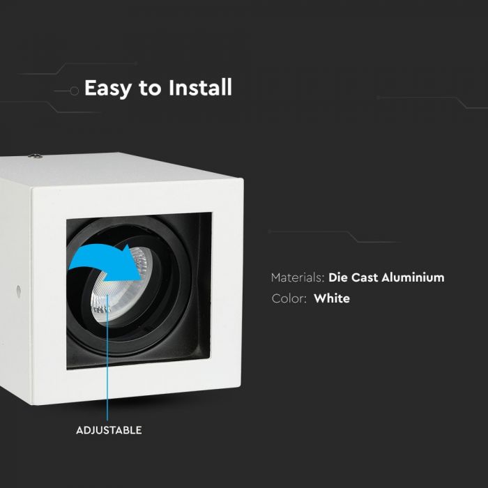 LED SURFACE MOUNTED GU10 FITTING SQUARE WHITE 142X100X100