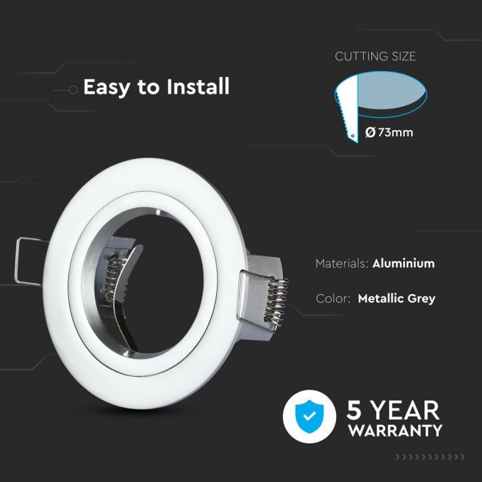 LED BRACKET GU10 ROUND METALLIC GREY Ø81x34mm (73)