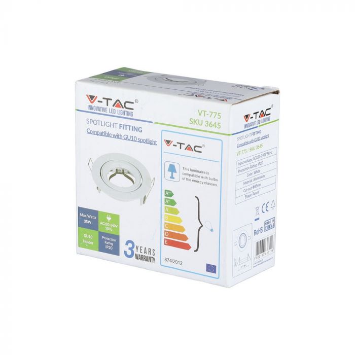 LED BRACKET GU10 ROUND Aluminium Movable WHITE 95 (85)