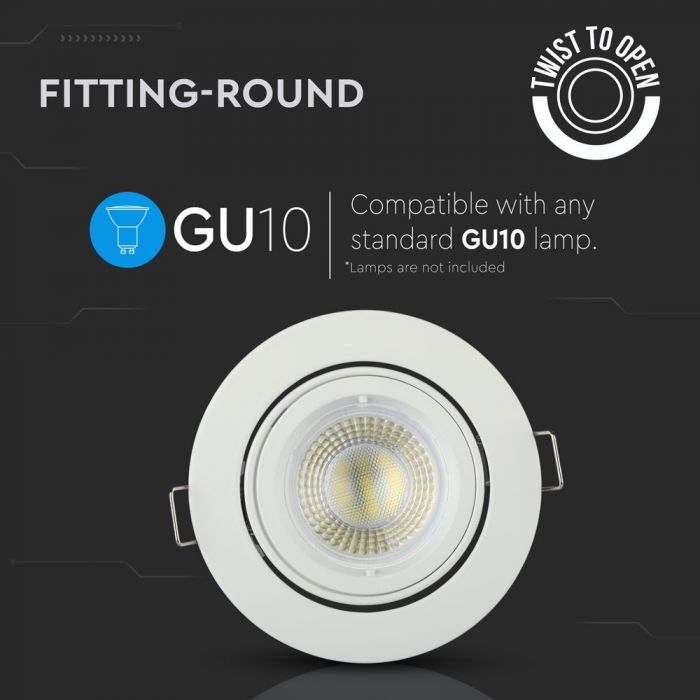 LED BRACKET GU10 ROUND Aluminium Movable WHITE 95 (85)