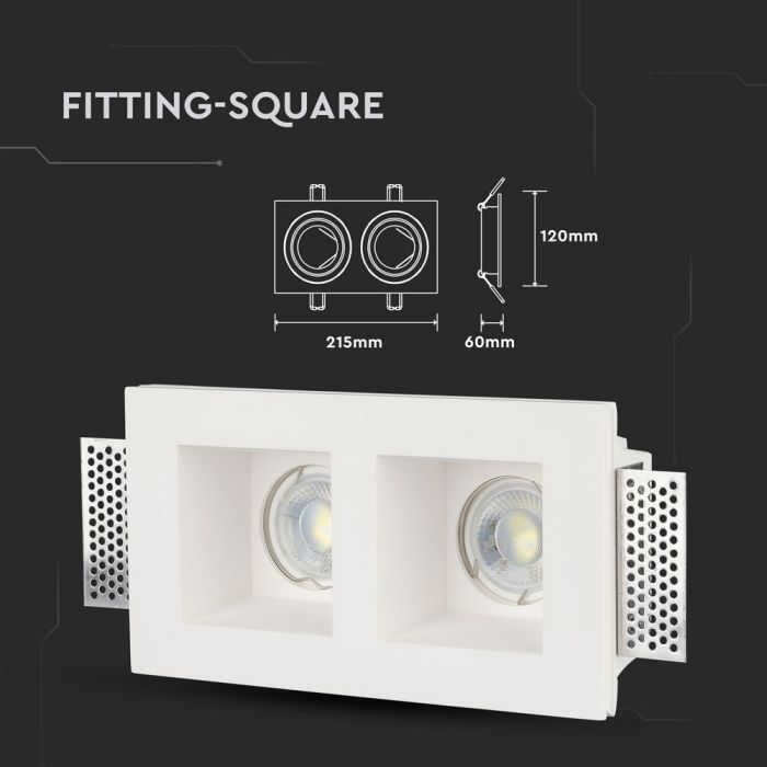 LED BRACKET 1X2 GU10 SQUARE WHITE 290X140X80 (215X120) GYPSUM