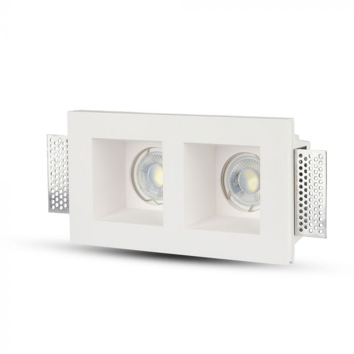 GU10 Fitting Square Gypsum White 2 Holder