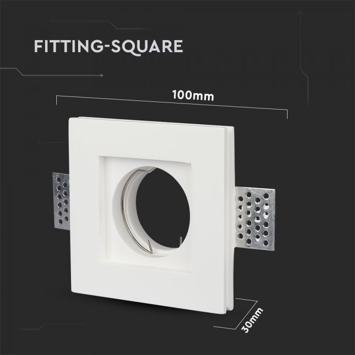 LED BRACKET GU10 SQUARE WHITE 170X120X35 (100) GYPSUM