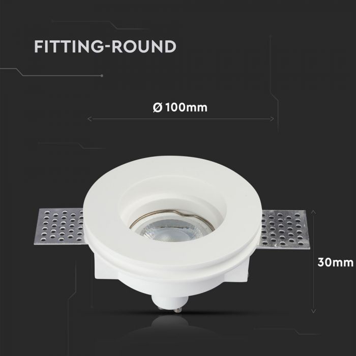 LED BRACKET GU10 ROUND WHITE 140X45 (103) GYPSUM