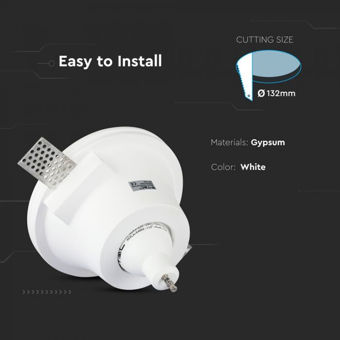 LED BRACKET GU10 ROUND WHITE 170X90 (132) GYPSUM