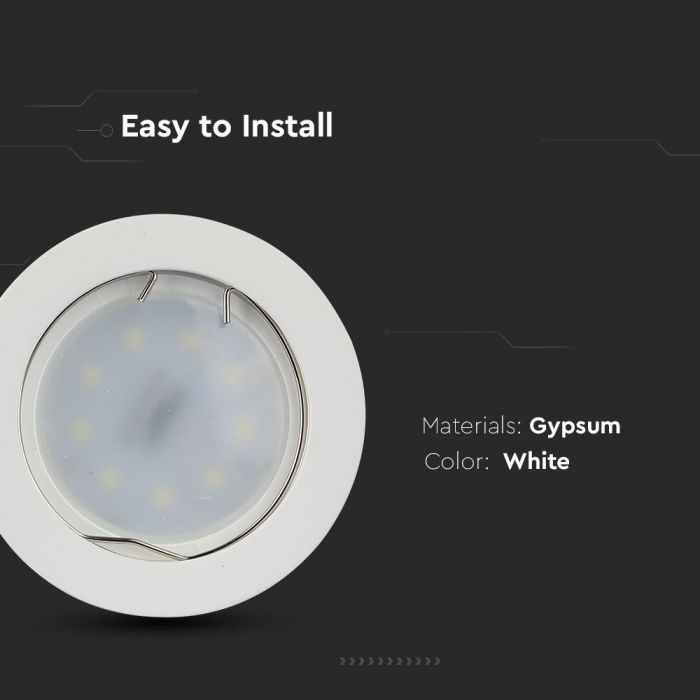 LED SURFACE FITTING GU10 ROUND WHITE 75X75 GYPSUM