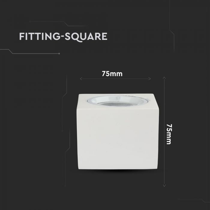 GU10 Fitting Square Gypsum Aluminium Ring White