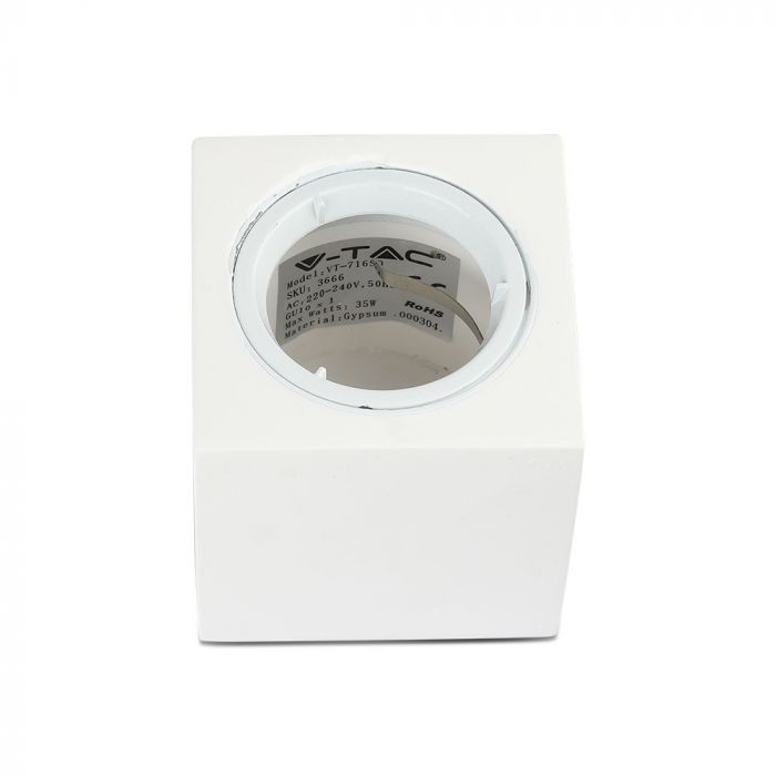 LED SURFACE FITTING ALUMINIUM RING GU10 WHITE 70X70X75 SQUARE