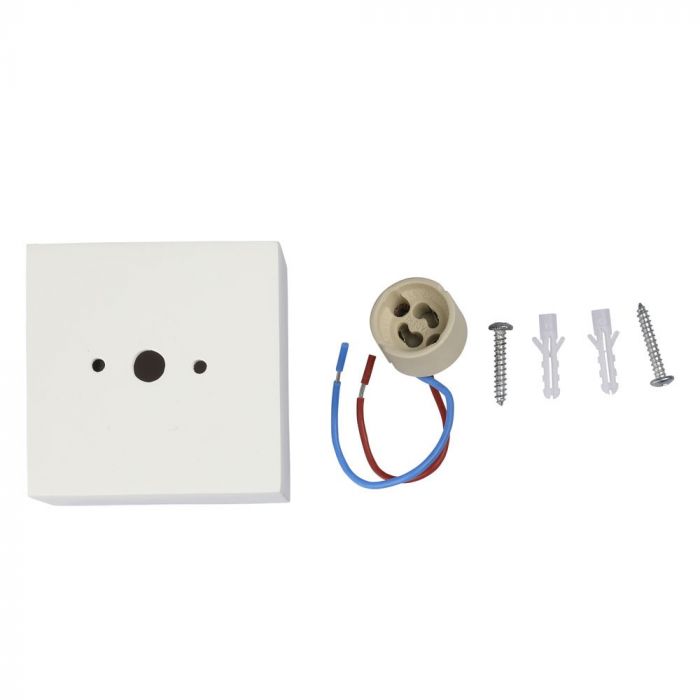 GU10 Fitting Square Gypsum Aluminium Ring White