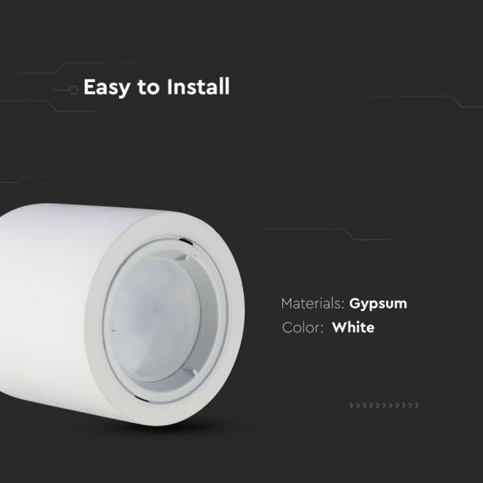 LED SURFACE FITTING ALUMINIUM RING GU10 WHITE 70X75 ROUND