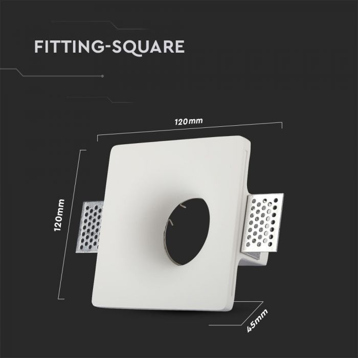 LED BRACKET GU10 SQUARE WHITE 120X45 (120) GYPSUM