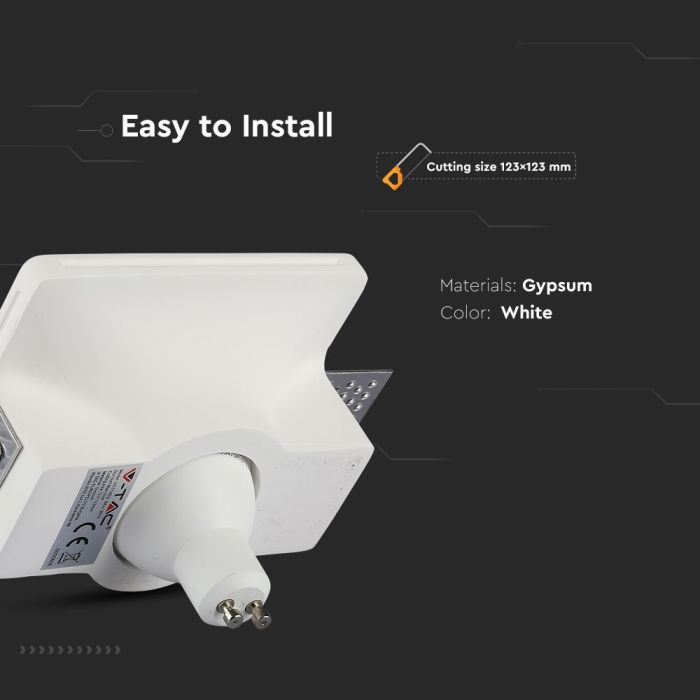 LED BRACKET GU10 SQUARE WHITE 120X45 (120) GYPSUM