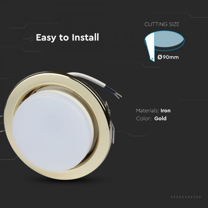 LED BRACKET GX53 ROUND FIXED GOLD 105X14 (90)