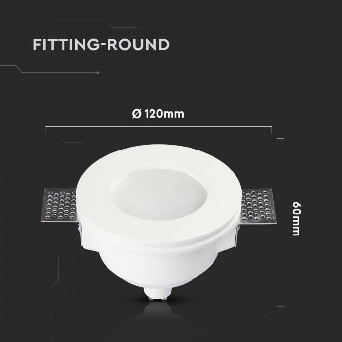 LED BRACKET GU10 ROUND WHITE WITH FROST GLASS 120X60 (123) GYPSUM