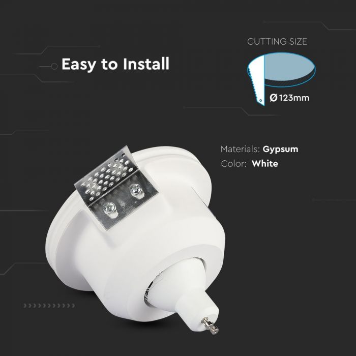 LED BRACKET GU10 ROUND WHITE WITH FROST GLASS 120X60 (123) GYPSUM