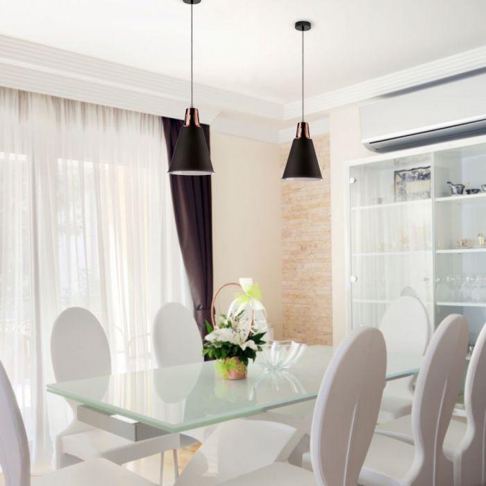 LED E27 PENDANT MODERN RED COPPER SAND BLACK 22X31X138