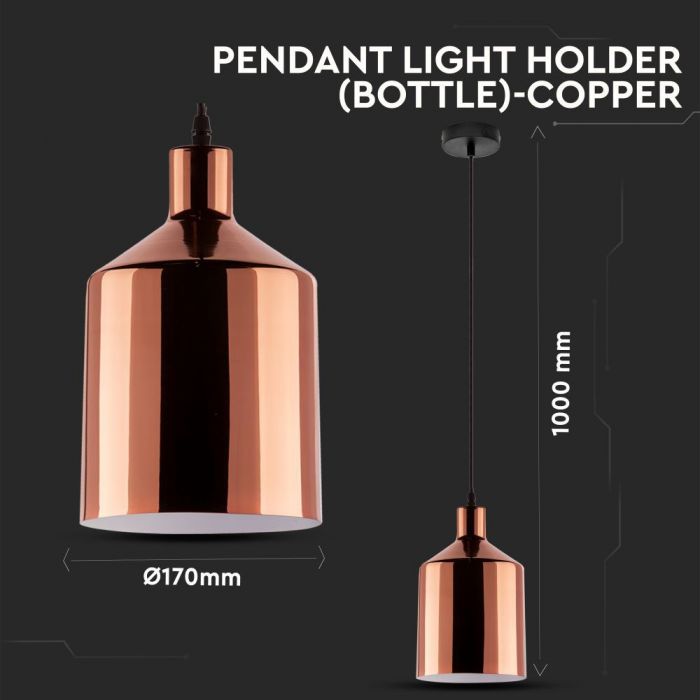 LED E27 PENDANT ROSE GOLD 17X100 COPPER