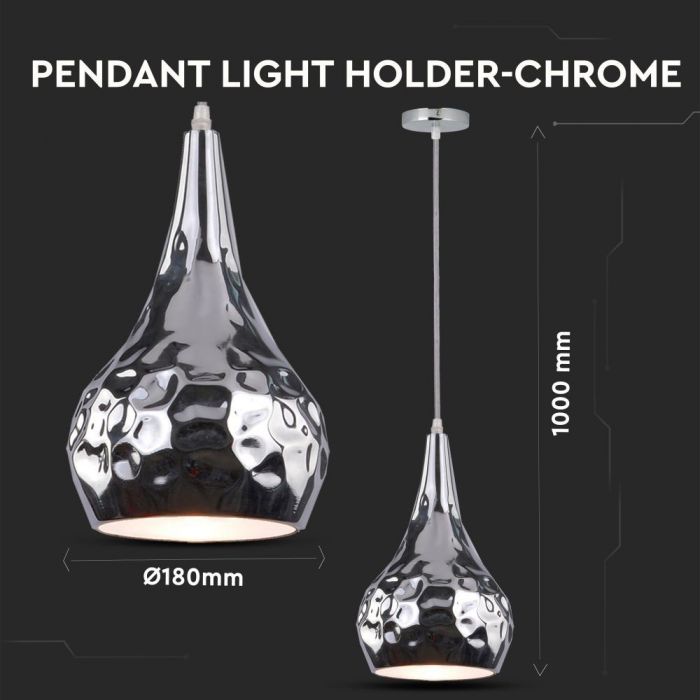 LED E27 PENDANT CHROME CMS LONG 18X100 COPPER