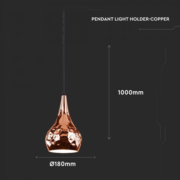 LED E27 PENDANT ROSE GOLD CMS LONG 18X100 COPPER