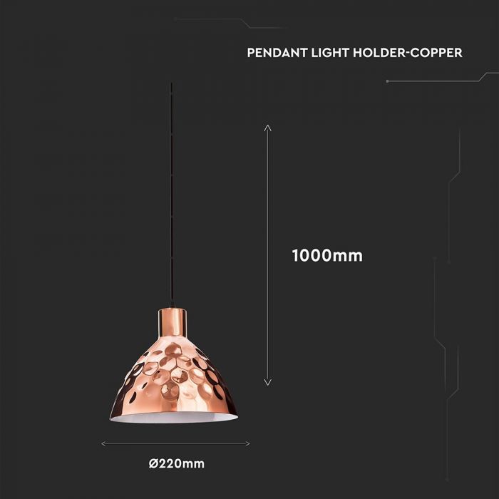 LED E27 PENDANT ROSE GOLD 22X100 COPPER