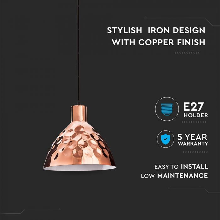 LED E27 PENDANT ROSE GOLD 22X100 COPPER