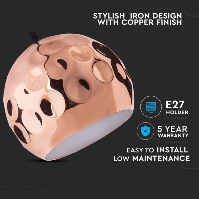 LED E27 PENDANT ROSE GOLD 25X100 COPPER