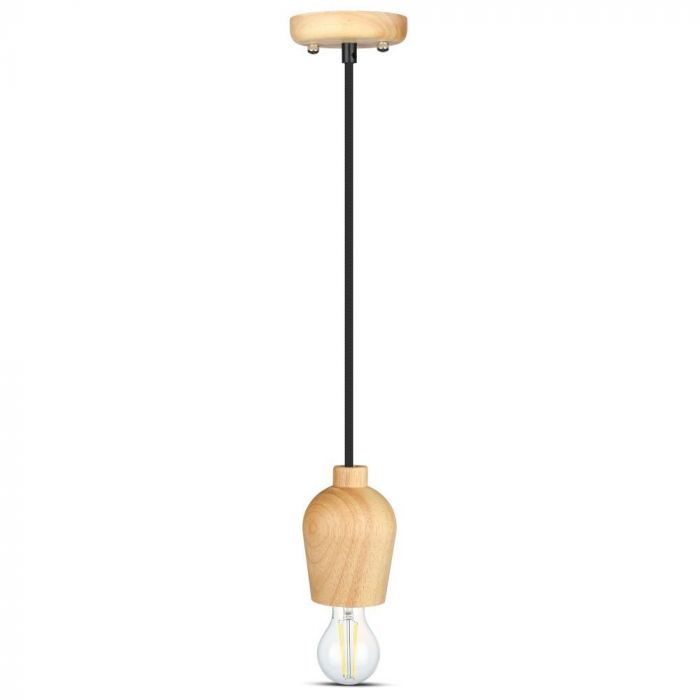 LED E27 PENDANT BLACK WIRE 73X102X100 WOODEN