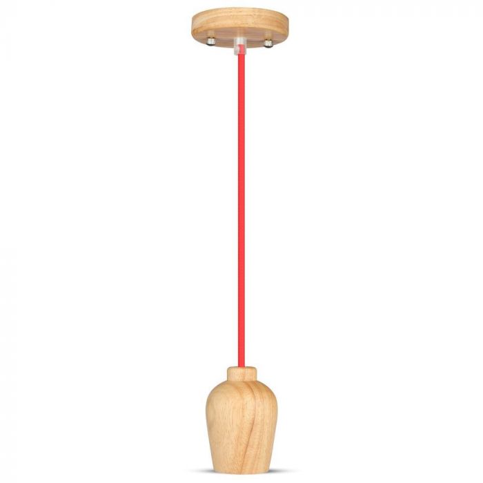 Wooden Pendant Light Red Wire
