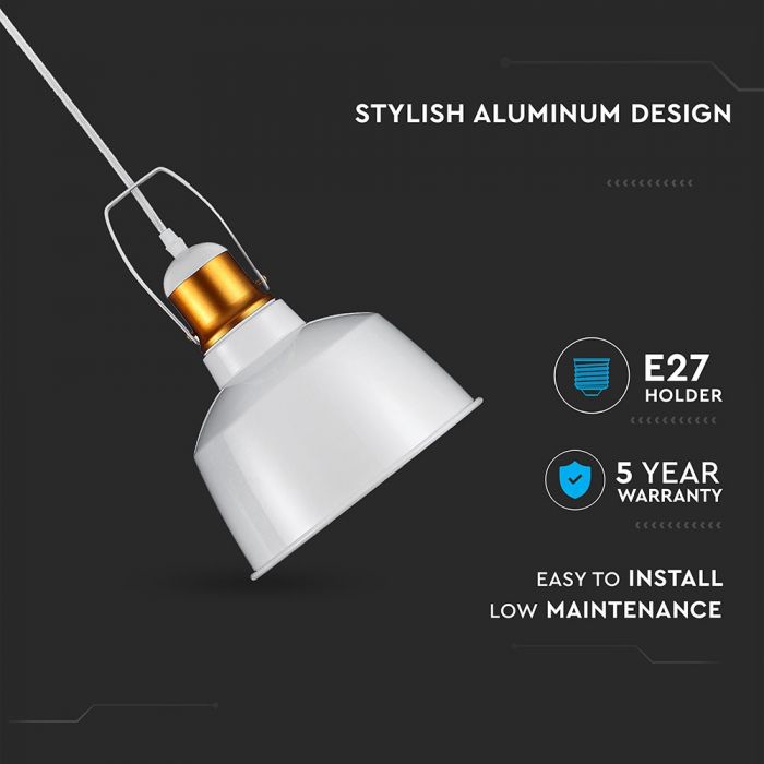 LED E27 PENDANT WHITE 23X31X115 ALUMINIUM