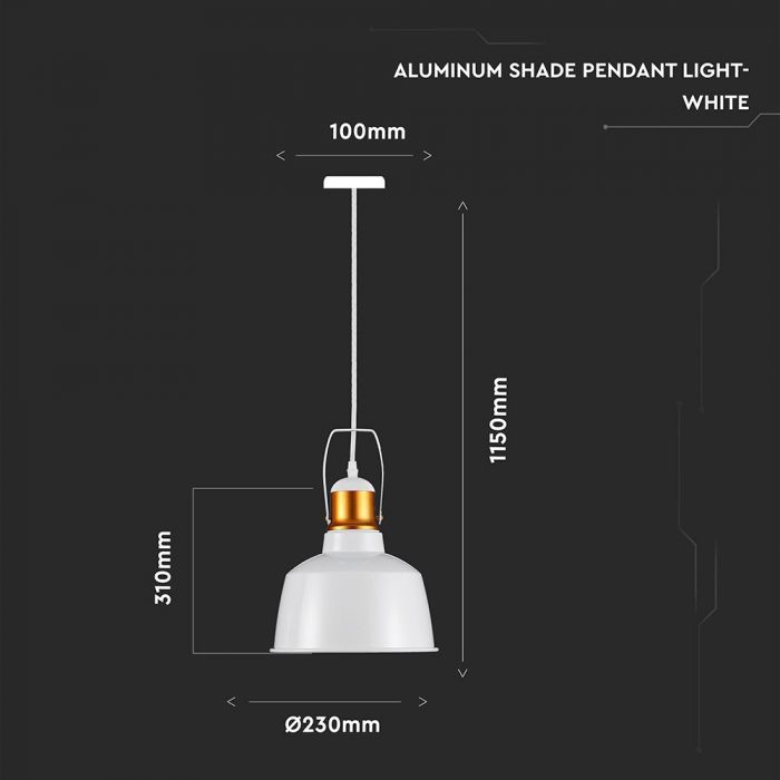 LED E27 PENDANT WHITE 23X31X115 ALUMINIUM