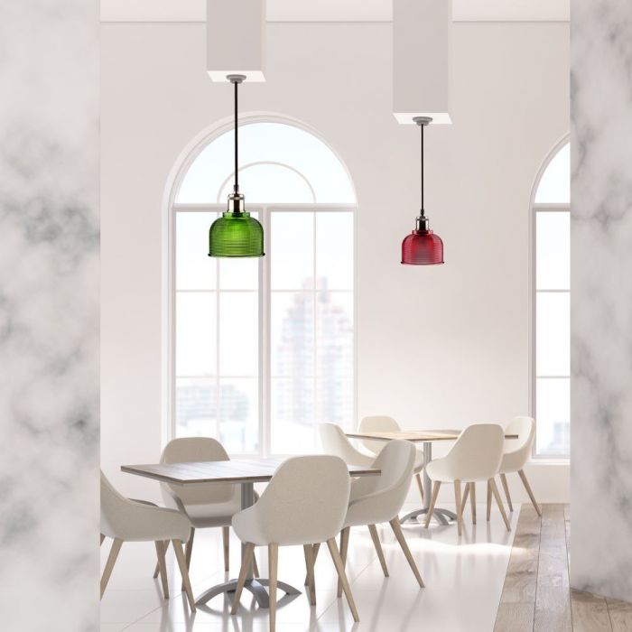 LED E27 PENDANT RED 15X16X105 GLASS