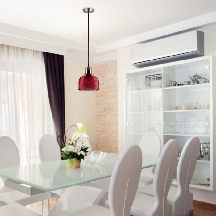 LED E27 PENDANT RED 15X16X105 GLASS