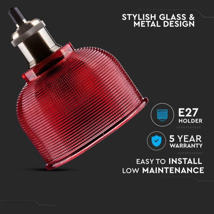 LED E27 PENDANT RED 15X16X105 GLASS